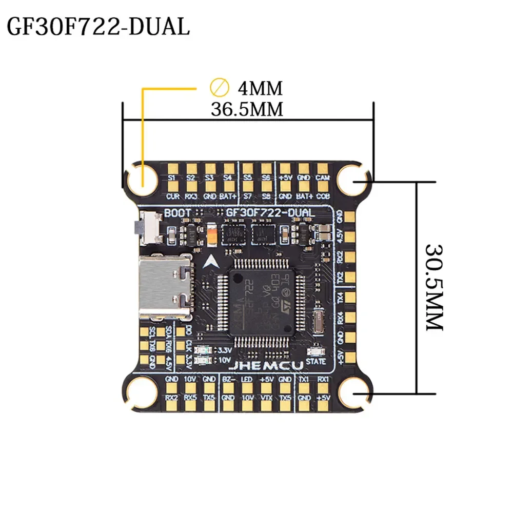JHEMCU F7 F722 Flight Controll - огляд і ціна Fpv Flight Controller F7 Stack 60A