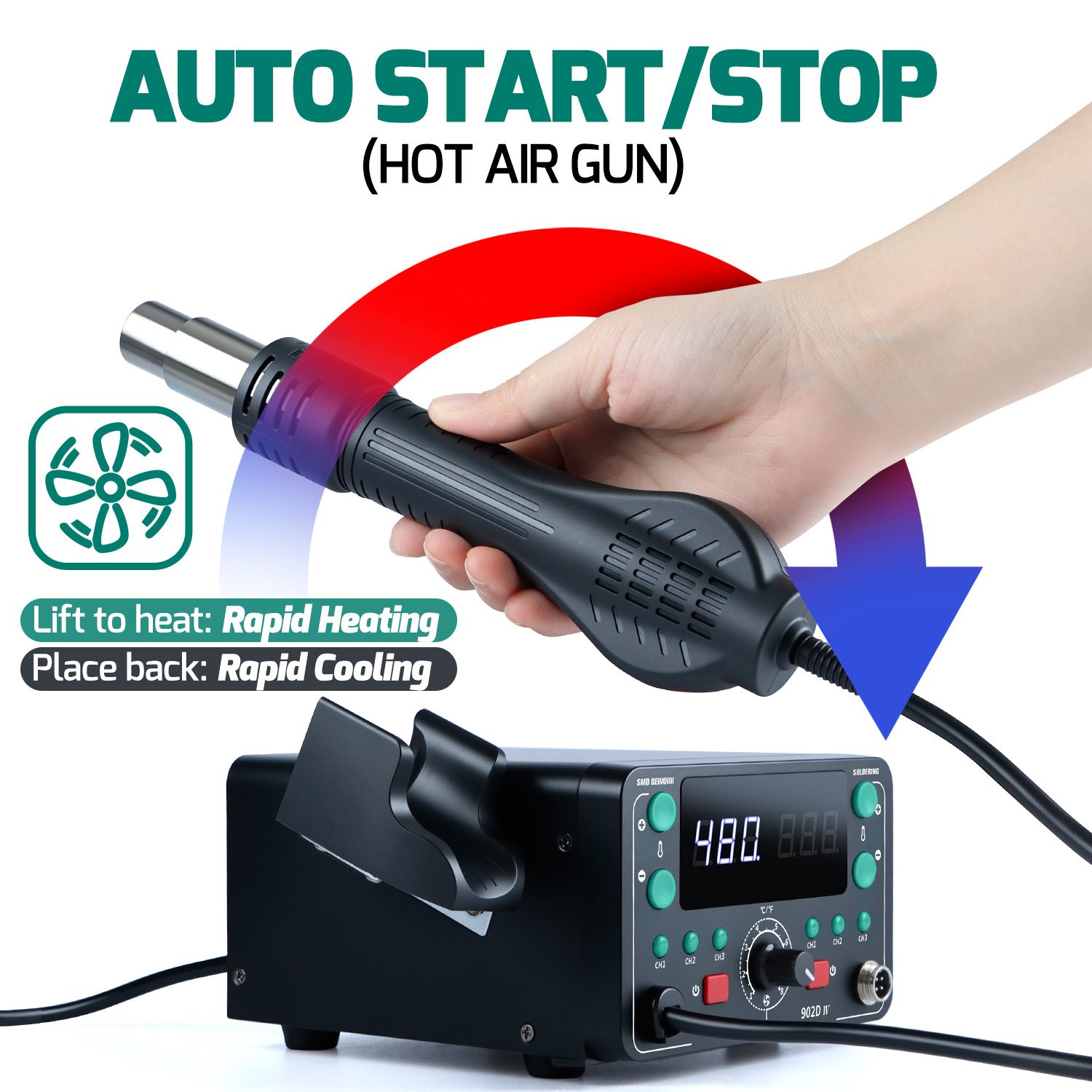 902D-IV 775W T12 Soldering Iro - огляд і ціна Hot Air Rework Station T12
